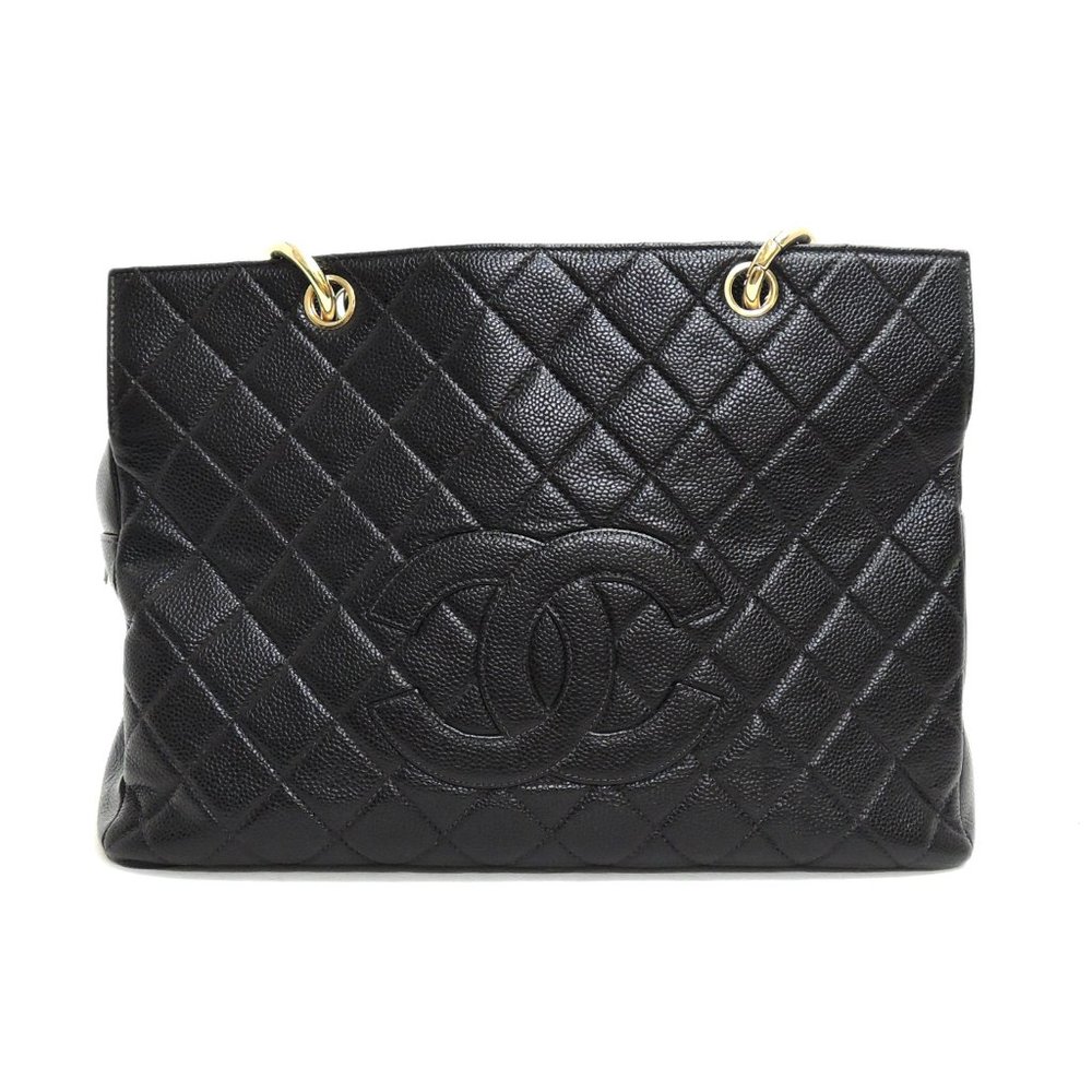 MINT! CHANEL BLACK CAVIAR SKIN TOTE BAG w/ CARD! - Picture 2 of 13